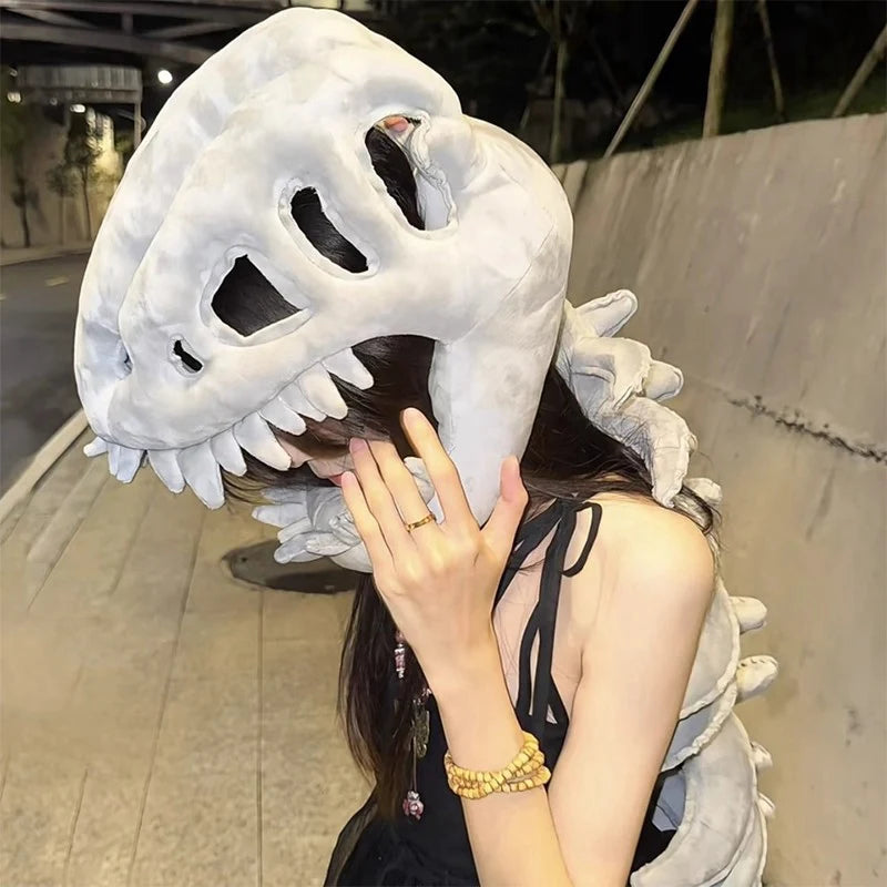 Realistic Dinosaur Skeleton Costume Set Funny Headgear Cosply Dress up Clothing Plush Toys Creative Gifts