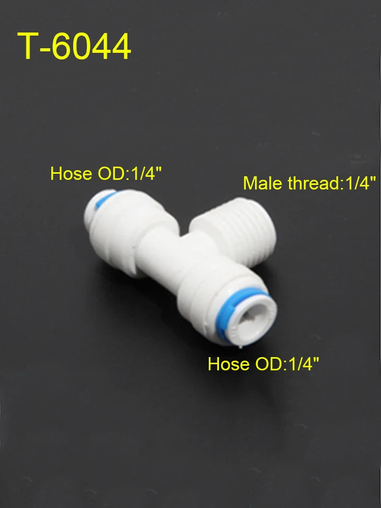 Reverse Osmosis Quick Coupling 1/4" 3/8" OD Hose Connection Tee Y Connector 2 Way Straight RO Water Plastic Pipe Fitting