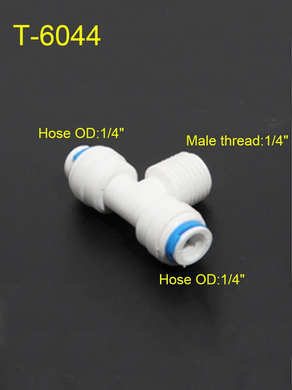 Reverse Osmosis Quick Coupling 1/4" 3/8" OD Hose Connection Tee Y Connector 2 Way Straight RO Water Plastic Pipe Fitting