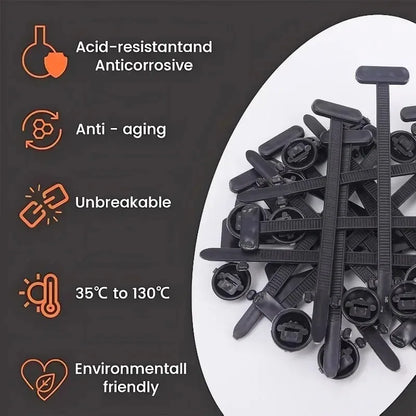 1000-100set Self-locking Universal Nylon Cable Tie Buckle Heavy Duty Zip Ties with Pin & Button Car Daily Repair Fastening Strap
