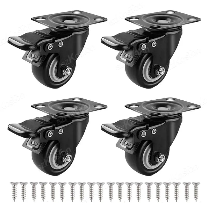4pcs/lot Furniture Casters Wheels PP Fixed Swivel Caster Roller Wheel For Heavy Duty Platform Trolley Chair Household Accessory