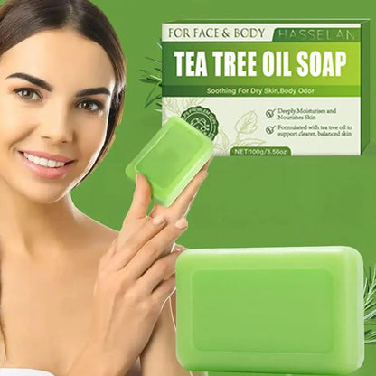 Tea Tree Soap for Face & Body Acne, 100g Tea Tree Oil Soap Bar for Face & Body Natural Skin Cleanser for Oily, Dry & Itchy Skin