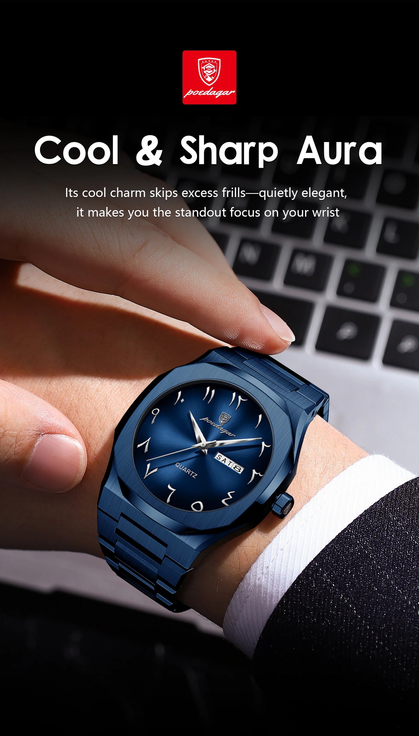 POEDAGAR Luxury Fashion Men's Clock Waterproof Week Date Male Watch Quartz Stainless Steel Business Watches For Man Reloj Hombre
