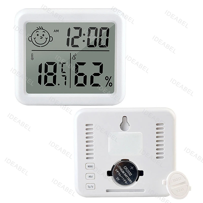 Multifunction Thermometer Hygrometer Automatic Electronic Temperature Humidity Monitor Clock 3.2inch Large LCD Screen