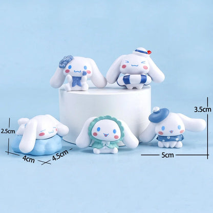 5Pcs-Set Sanrio Cinnamoroll Anime Figure Pochacco Kuromi Pom Pom Purin Hello Kitty Action Figure Toys Model Doll My Melody Gifts