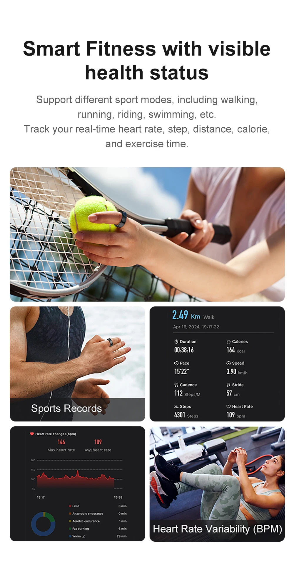 2024 COLMI R09 Smart Ring Men Women with Charging Case, Health and Sleep Monitor, Skin Temperature Monitor, 60 days battery life