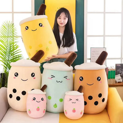 Kawaii Boba Fruit Bubble Tea All Series Cartoon Plush Toy Stuffed Animals Cute Food Milk Tea Soft Toys Room Decor Pillow Gifts