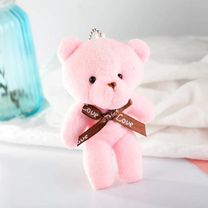 30pcs New 21Color Mini Bear Plush Doll Keychain 12cm Cute Colorful Bear Animal Stuffed Toys For Girl Bag Pendant Children Gifts