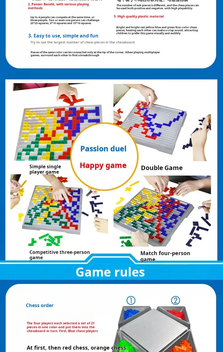 Children Intellectual Puzzle Strategy Board Educational Toys Colored Squares Game Kids Family Party Indoor Desktop Jigsaw Games
