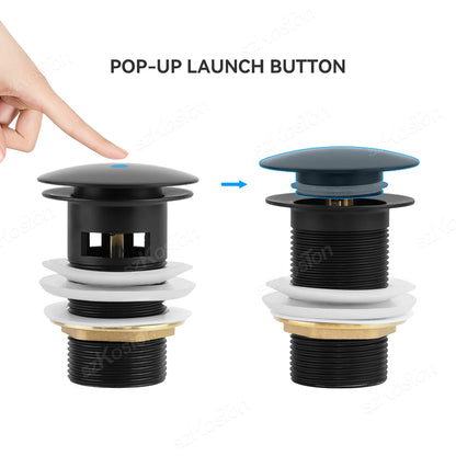 Bathroom Sink Stopper Washbasin Pop Up Drain Plug Cover Waste Pipe Drainer With Or Without Overflow For Bath Accessories