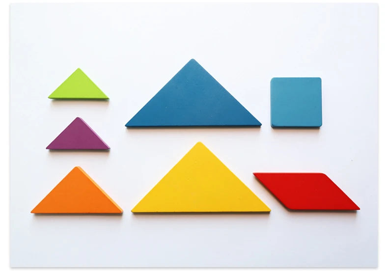 Children's Wooden Colorful Tangram Iron Box Storage Jigsaw Puzzle Puzzle Early Education Intelligence Number Letter Wooden Toys