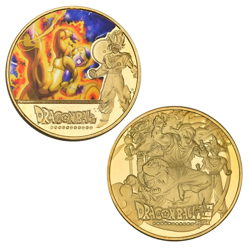 Dragon Ball Gold Plated Gold Coin Son Goku Vegeta Commemorative Coins Children Classic Anime Peripherals Collection Toy Souvenir