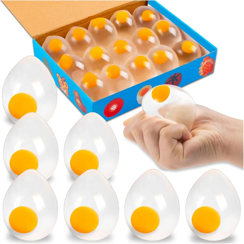 Funky Egg Squishy Ball Clear Squeeze Splat Ball Easter Basket Fillers Squishies Fun Toy Anxiety Reducer for Kids Adults