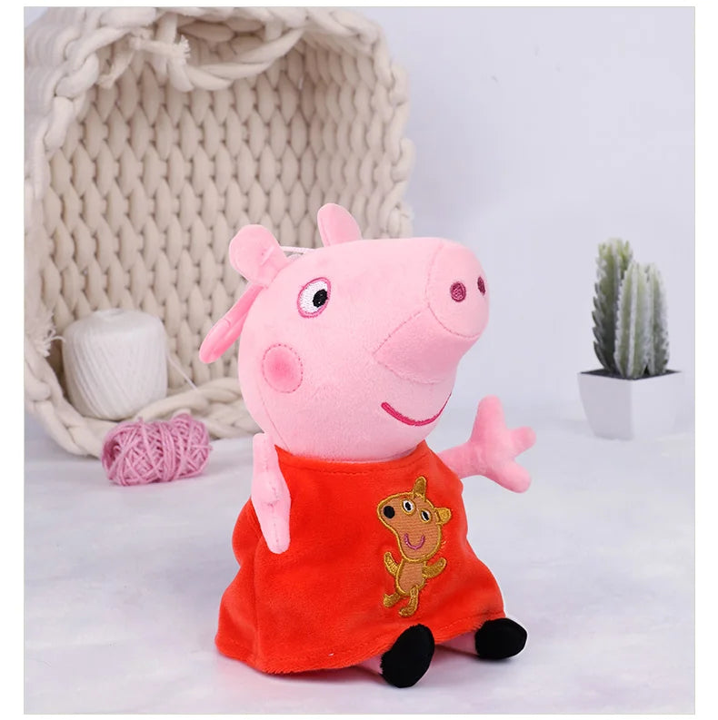 2pcs/set Genuine Peppa Pig kids Plush Toys peppa with Teddy bear George with Dinosaur Soft Stuffed Dolls Kids Toys original box