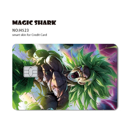 Magic Shark Anime Goku Vegeta Trunks Laser Holographic Shinny Skin Cover Sticker Film for Debit Credit Card