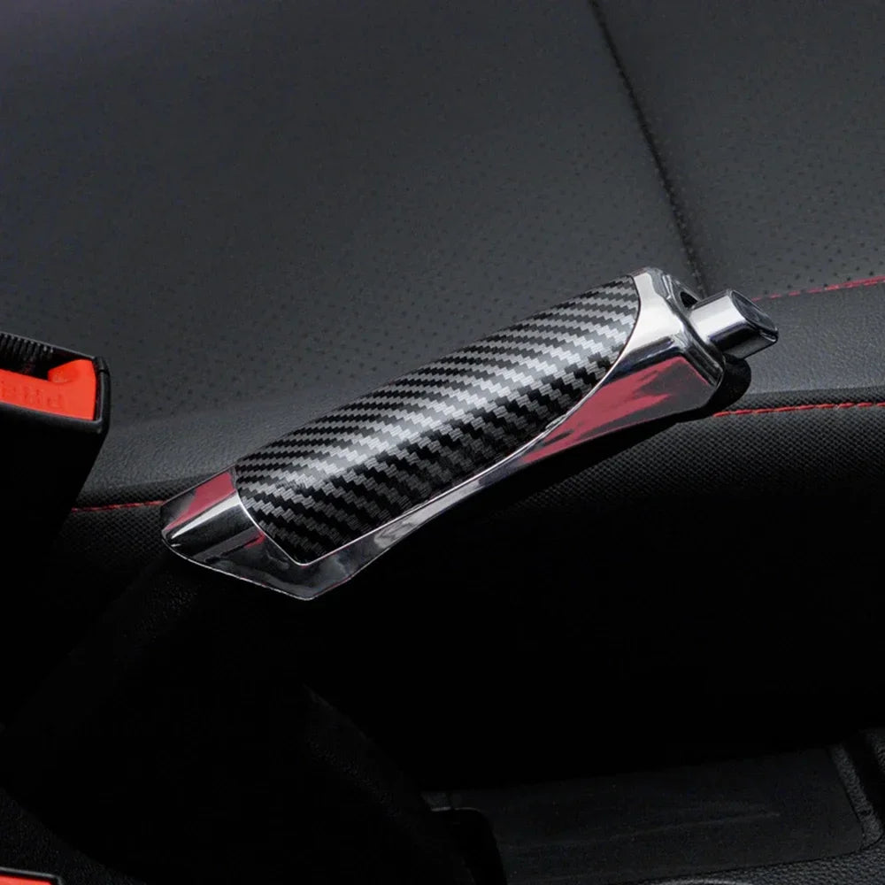 Universal Car Handbrake Grip Protect Cover Styling Wooden Carbon Fiber Decor High Quality ABS Smooth SUV Interior Accessory