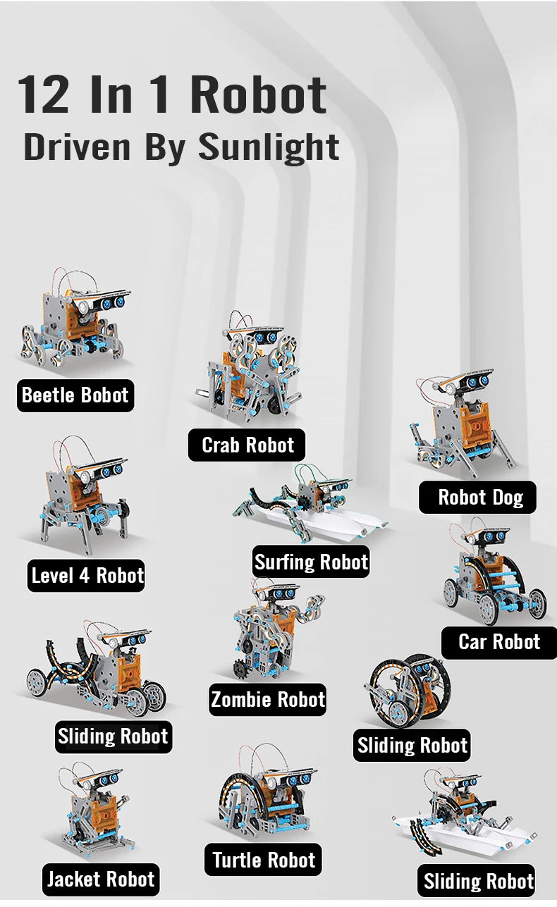 12 in 1 Science Experiment Solar Robot Toy DIY Building Powered Learning Tool Education Robots Technological Gadgets Kit for Kid