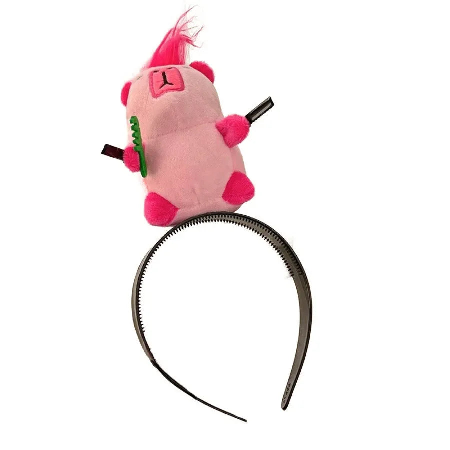 Ratatouille Mouse Head Hairband Capybara Funny Plush Hair Hoop Halloween Decor Capibara Women Hair Band Makeup Headdress Hairpin