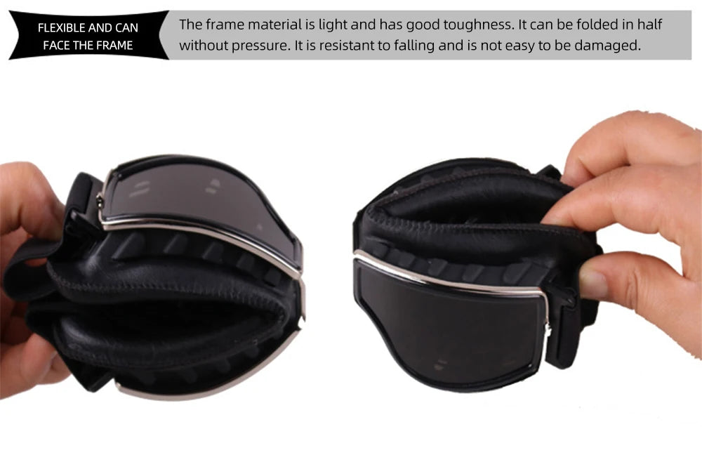 Motorcycle Glasses Windproof Motorcycle Helmet Glasses Sunglasses Retro Universal Folding Leather Retro Motorcycle Accessories