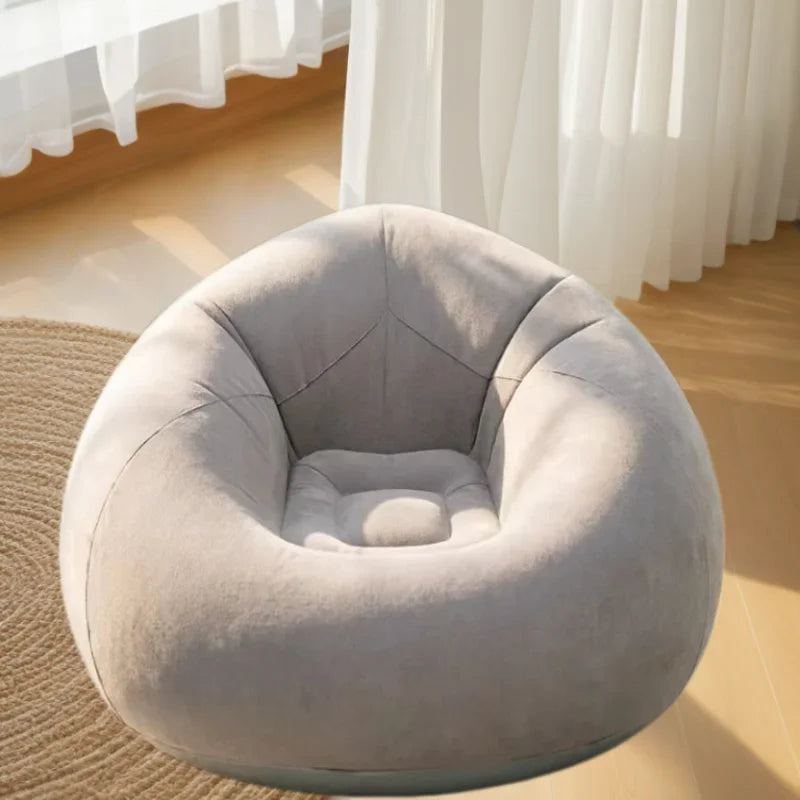 Soft Inflatable Round Lazy Air Sofa Portable Leisure Lounge Chair Indoor Outdoor Camping Bean Bag Seat for Bedroom Patio Backyar