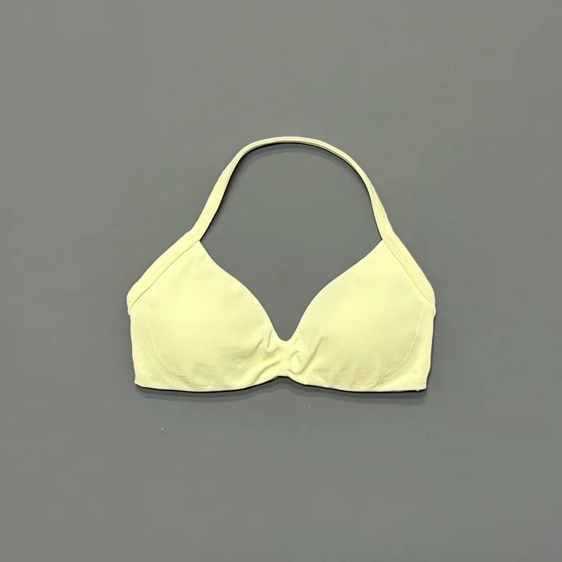 HISTELLO Strappy Bra Women Seamless Gym Underwear High Support Halter Sexy Sports Pilates Clothing Push-up Yoga Workout Tank Top
