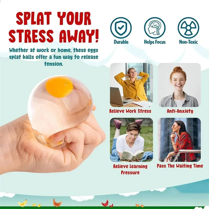 Yolk Balls for Kids Splat Ball Squishy Clear Egg Yolk Fun Squeeze Toy Anxiety Reducer for Kids Adults Birthday Party Favors