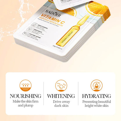 15pcs SADOER 24K Gold Vitamin C Hyaluronic Acid Facial Masks for Face Moisturizing Firming Hydrating Face Mask Facial Skin Care