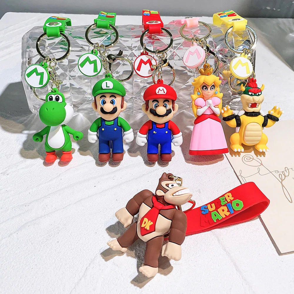 19 Styles Anime Keychain Mario Bros Luigi Toad Bowser Action Figure Model PVC Cartoon Bag Doll Pendant Toys Gift