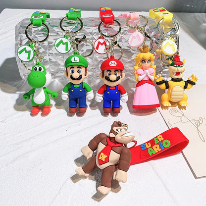 19 Styles Anime Keychain Mario Bros Luigi Toad Bowser Action Figure Model PVC Cartoon Bag Doll Pendant Toys Gift