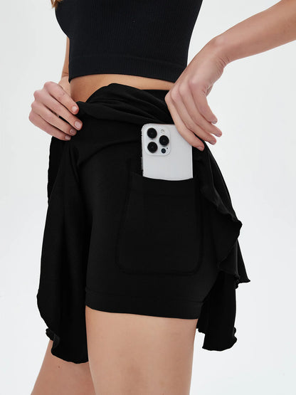 CZGUKE Women's High-Waisted Sports Mini Skirt with Belt Safety Pocket Breathable Tennis Yoga Golf Skirt for Comfortable Movement