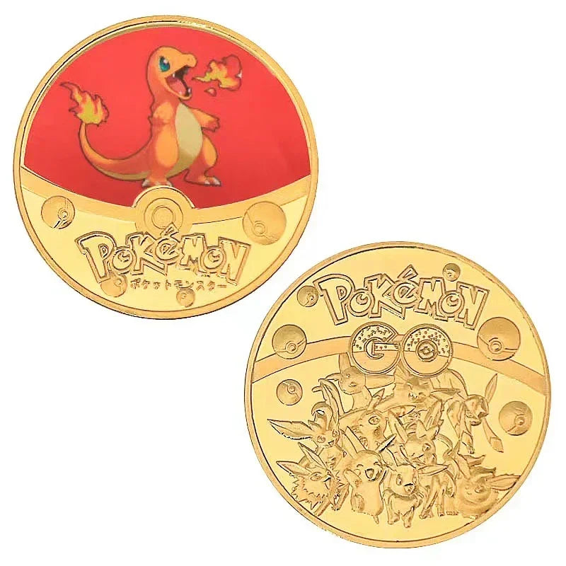 Anime Gold Plated Gold Coin Game Commemorative Coin Pikachu Mewtwo Charizard Gold Coin Game Collection childrens gift