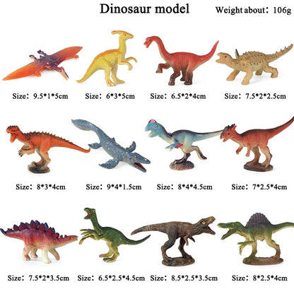 Oenux 12PCS Small Jurassic Dinosaur Set Brinquedo T-Rex Velociraptor Spinosaurus Mosasaur Model Action Figure Collection Kid Toy