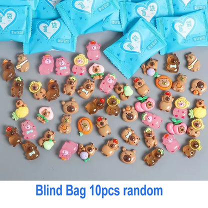 10pcs Cartoont Capybara Blind Bag Simulation Animal Model Toy Mini Blind Box Toy Miniature Animal Surprise Blind Bag Kid Gift