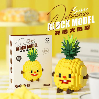 CLC Diamond Particle Casual Splicing Fruit French Fries Burger Block Toys Happy Food and Play Series Toys for Children Gifts