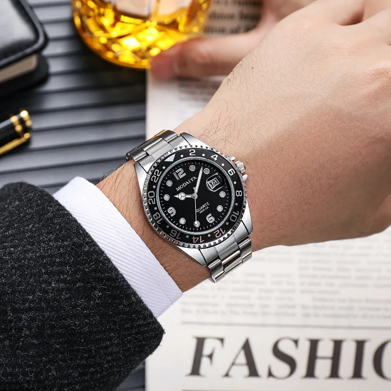 Fashion Men's Watches Date High-end Luxury Casual Sport Clock Classic Business Quartz Male Stainless Steel Wristwatches