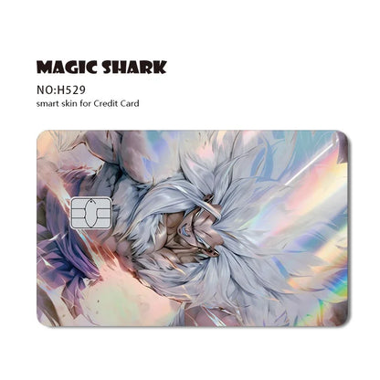 Magic Shark Anime Goku Vegeta Trunks Laser Holographic Shinny Skin Cover Sticker Film for Debit Credit Card