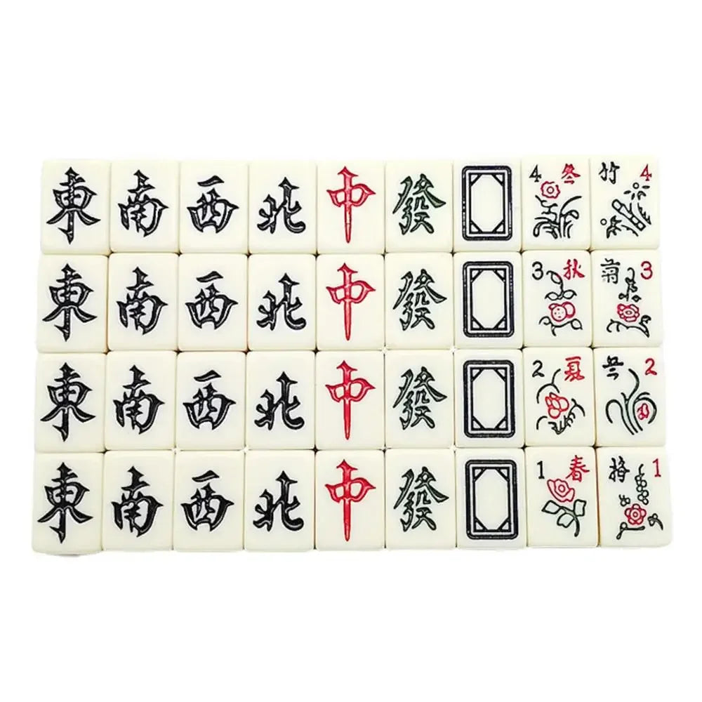 Chinese Mahjong Game Set 144 White Engraved Mini Tiles For Family Gathering For Chinese Style Game Play Family Leisure Time