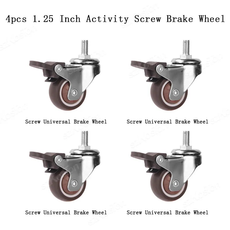 4 Pcs 1.25 Inch Stem Caster Wheels TPR Screw Lever Universal Castors Swivel Stem Wheels with M6 Thread Rods for Carts Furniture