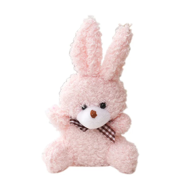 10cm Soft Stuffed rabbit Plush Toys Mini Bow-tie sitting bunny Dolls Small Gift for Party Wedding Keychain Pendant Teddy Doll