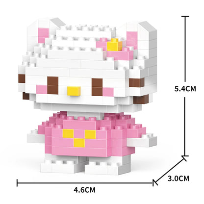 Cartoon Anime Hello Kitty Blocks Kuromi My Melody Cinnamoroll Mouse Building Blocks Doll Toy Kids Birthday Gift