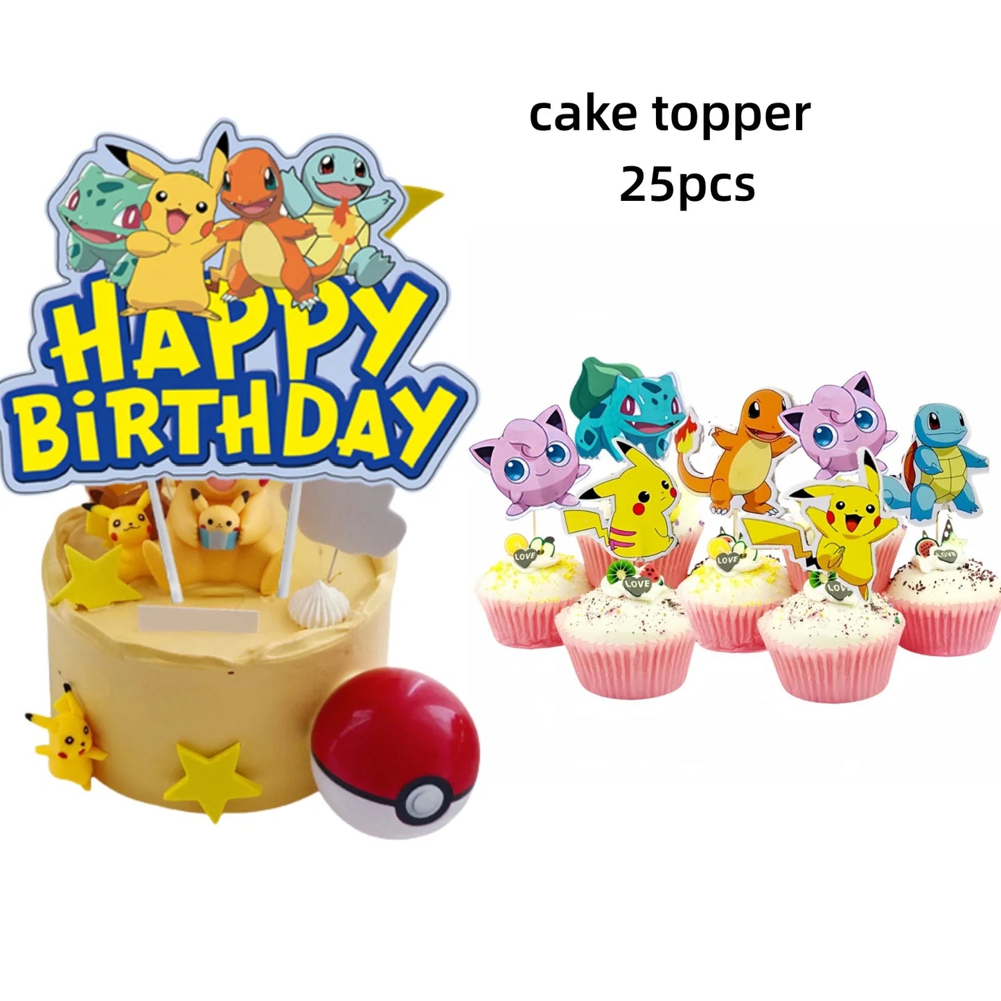 Decoration Pokemon Birthday Party Hats Pikachu Disposable Tableware Tablecloth Cup Plate Napkin Baby Shower Party Favors Pokemon
