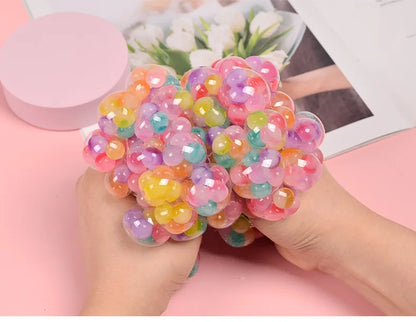 The Rainbow Bead Pressure Reducing Ball Squishy Fidget Toys Funny Stress Reliever Reduce Pressure Prop for Childrens and Adults