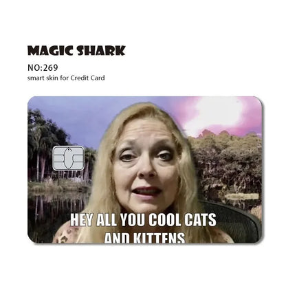 Magic Shark Dog Meme Hunter Snake Stonks 3M Matte PVC Front Sticker Film Cover Skin for Bank Debit Credit Card