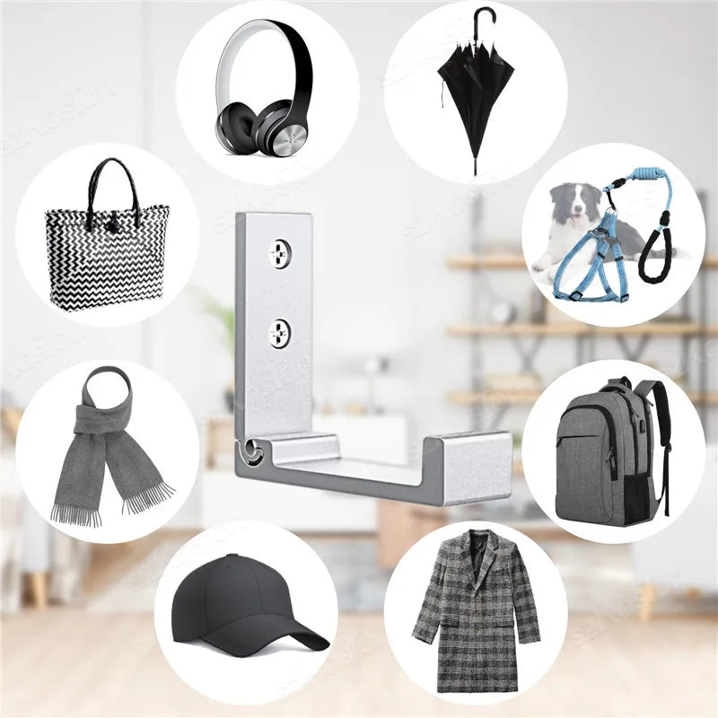 1/5/50pcs Folding Hooks Wall Door Clothes Hooks Aluminum Alloy Rustproof Wall Hanger Clothes Coat Towel Coat Hooks
