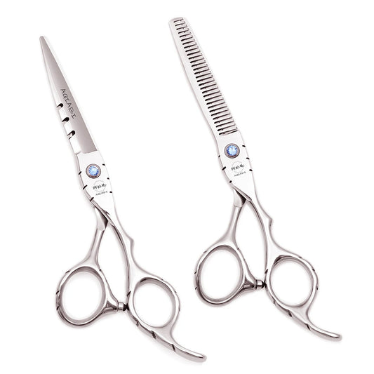 Professional Hairdressing Scissors 5.5" 6" AQIABI Japan Stainless Thinning Scissors Barber Shop Hair Cutting Scissors Red A1010