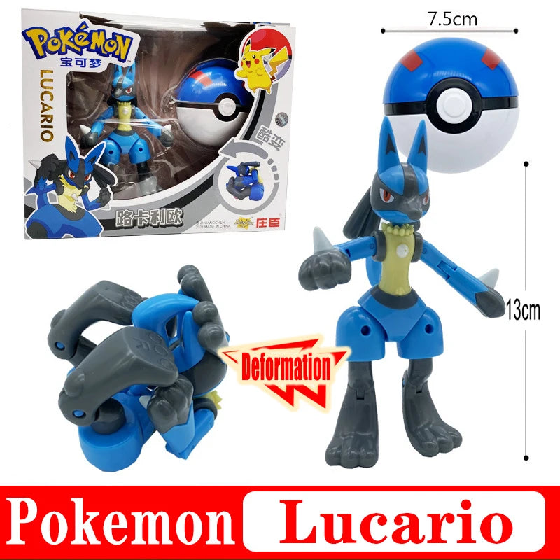 18 Styles Pokemon Anime Deformation Figures Pikachu Eevee Mewtwo Greninja Pokeball Figure Pet Action Model Toys Kids Gifts Toys