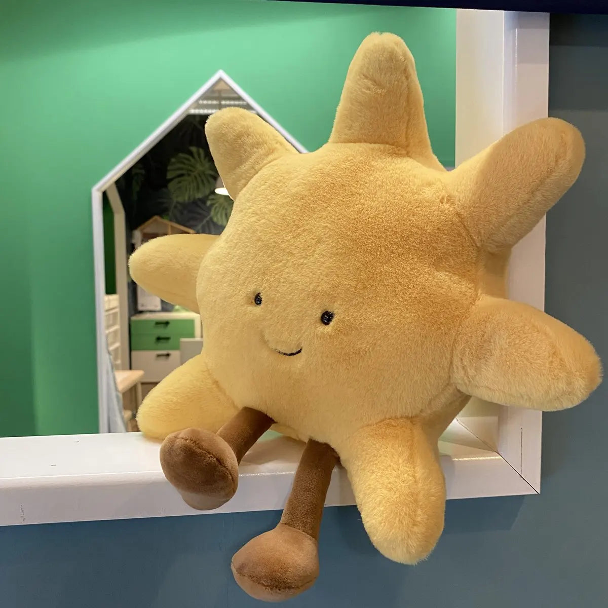 Deer INS Moon And Sun Plush Doll Stuffed Cartoon Cuddly Kawaii Sky Pillow with Legs Sitting Decor Pillow For Bedroom Sofa Chair
