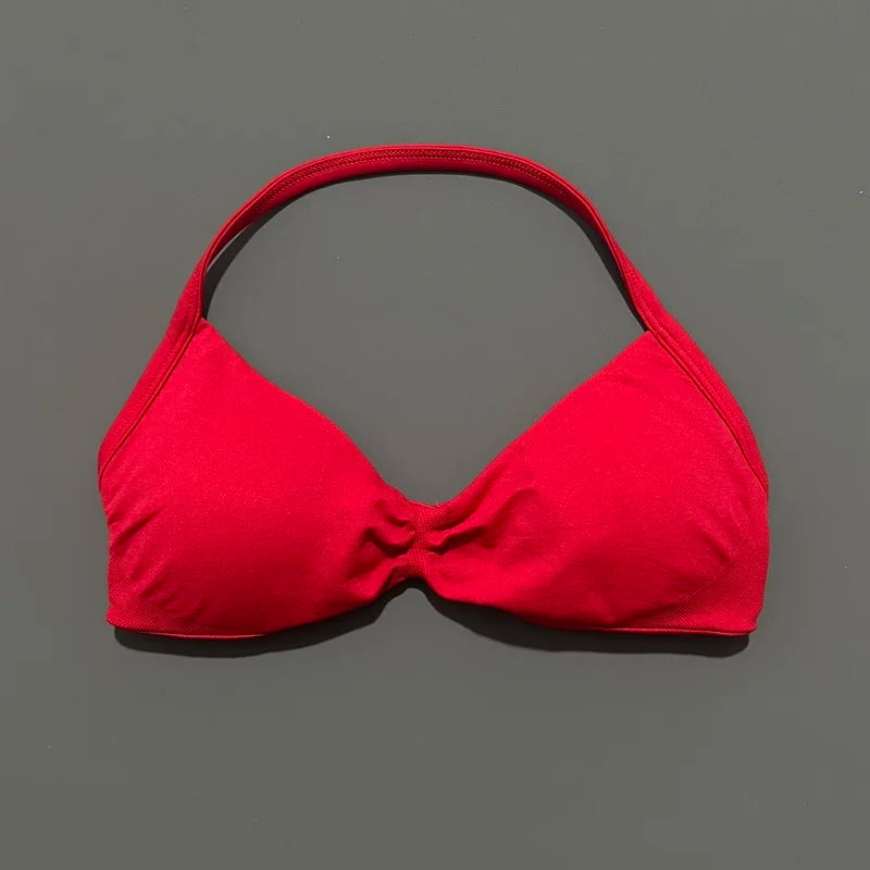 HISTELLO Strappy Bra Women Seamless Gym Underwear High Support Halter Sexy Sports Pilates Clothing Push-up Yoga Workout Tank Top