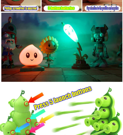 Funny Plants vs. Zombies 2 Hard Glue Peashooter Gatling Pea Shooter Sunflower Action Figure Model Dolls Shooting Toys Kids Gifts