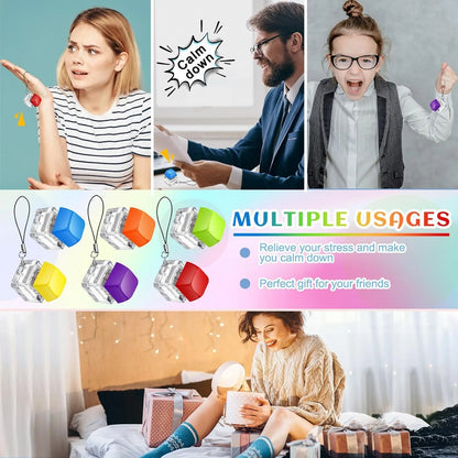 3/6PCS Keyboard Fidget Toy Keyboard Keychain Decompression Toys Button Stress Relief Gifts for Office School